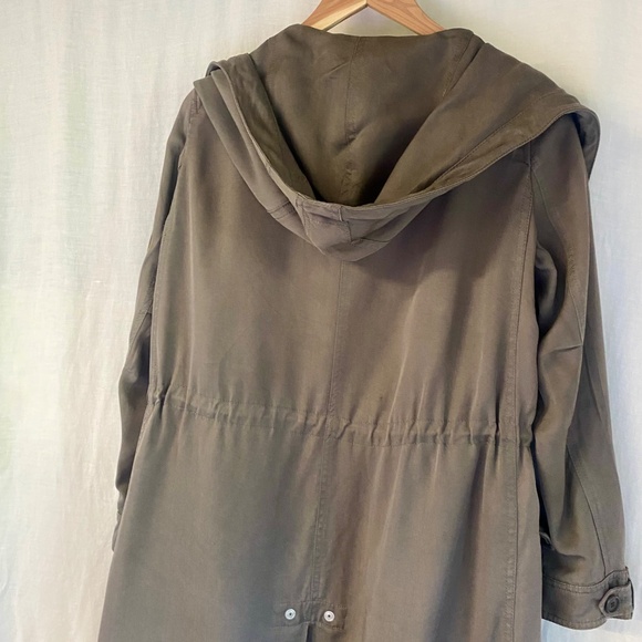 AllSaints Portere Parka Jacket · Army Green Lyocell Drape Hooded Coat · W's Sz 4 - Picture 4 of 15
